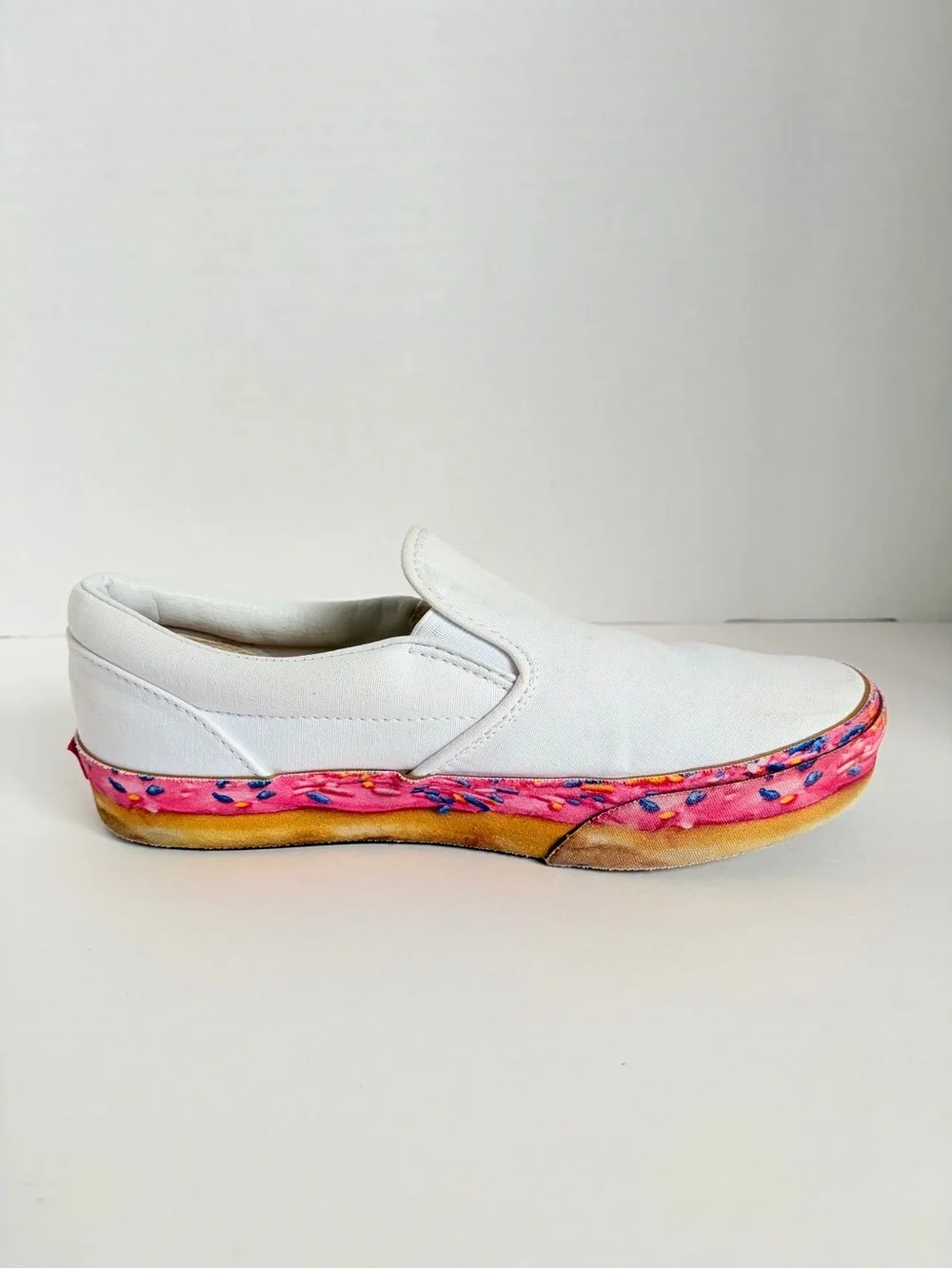 Vans Donut Sprinkle Sneakers Slip On Bold Platform Shoes White Pink Size 7 Kids